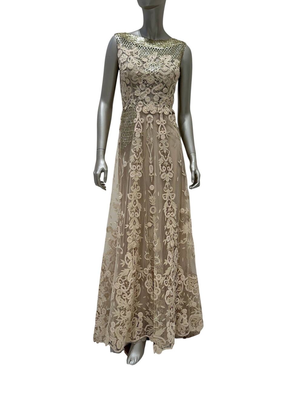 Valentino Silk Gown with Embroidery Mesh Detail Dress  Sz.6